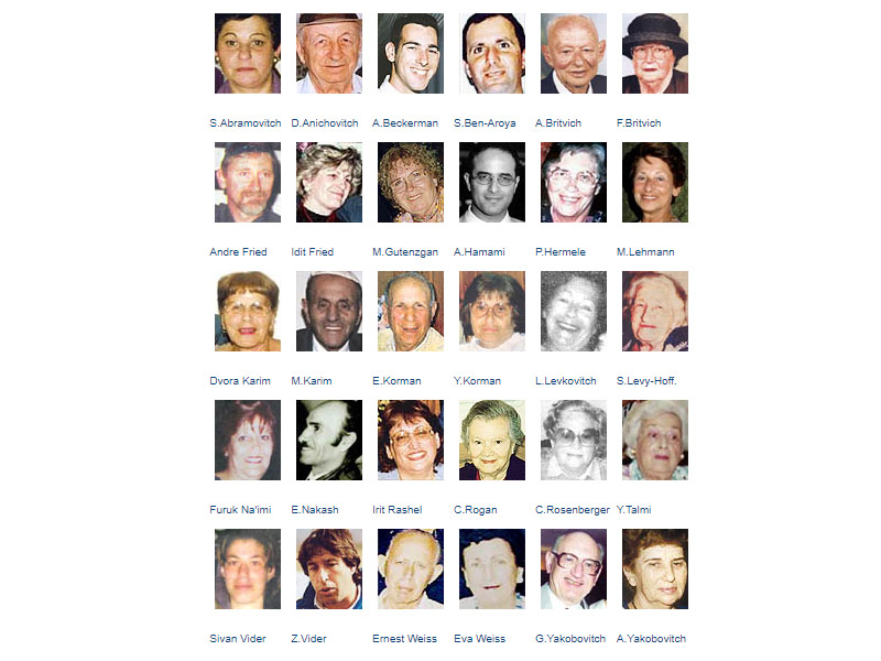 Victims of the massacre at the Park Hotel in Netanya