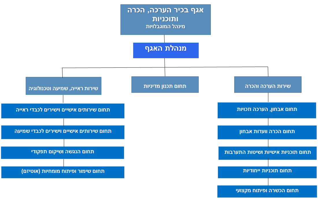  אגף בכיר הערכה, הכרה ותוכניות, מבנה ארגוני. קיימת חלופה טקסטואלית לתרשים